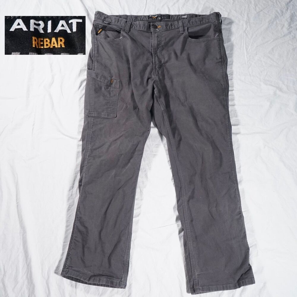 Ariat Rebar M4 Relaxed Straight Jeans Dark Gray 42x32